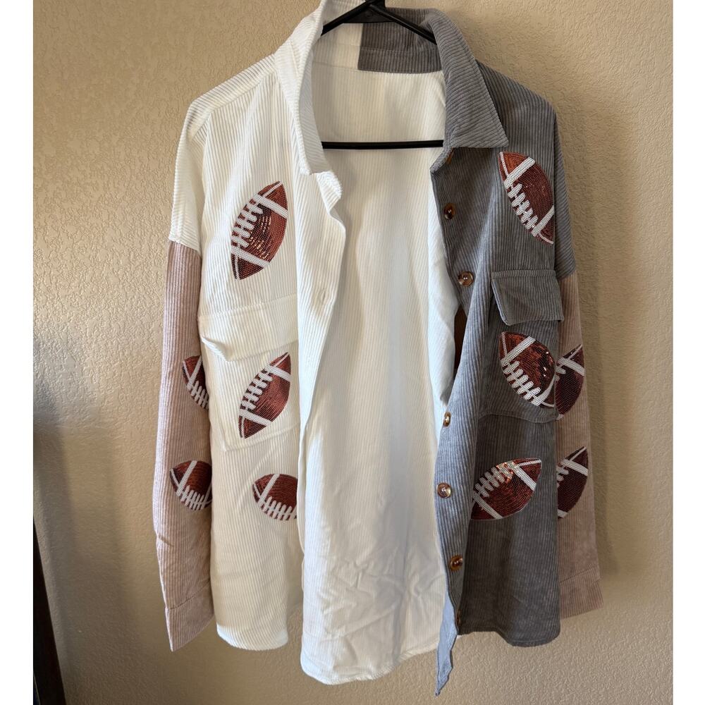 Women’s Cartoroid Sequence football top, size 2XL